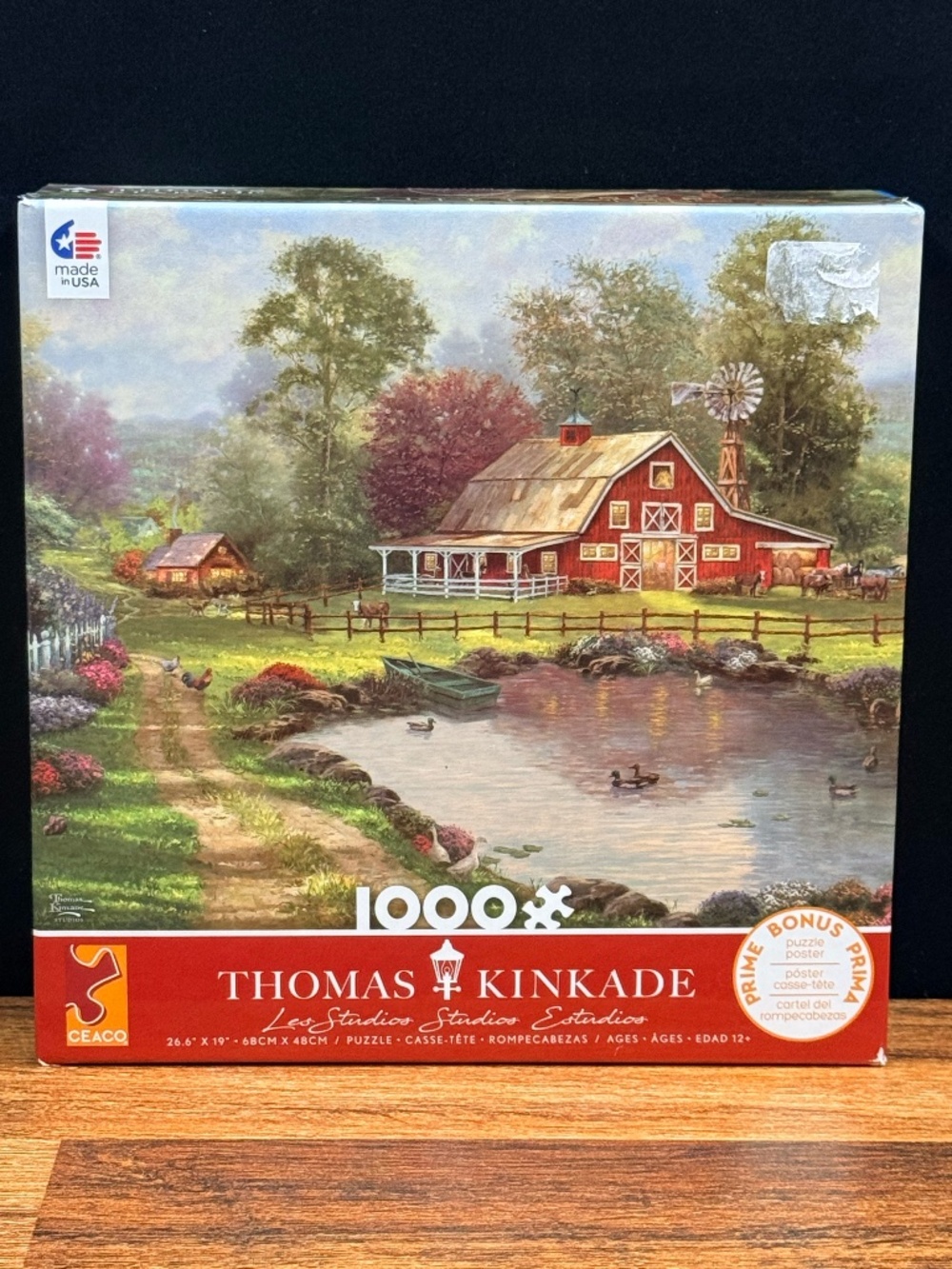 CEACO Thomas Kinkade 1000 Piece Puzzle “Red Barn Retreat"
